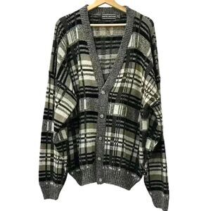 David Taylor Plus Size Button Up Knitted Plaid Sweater Size 2X